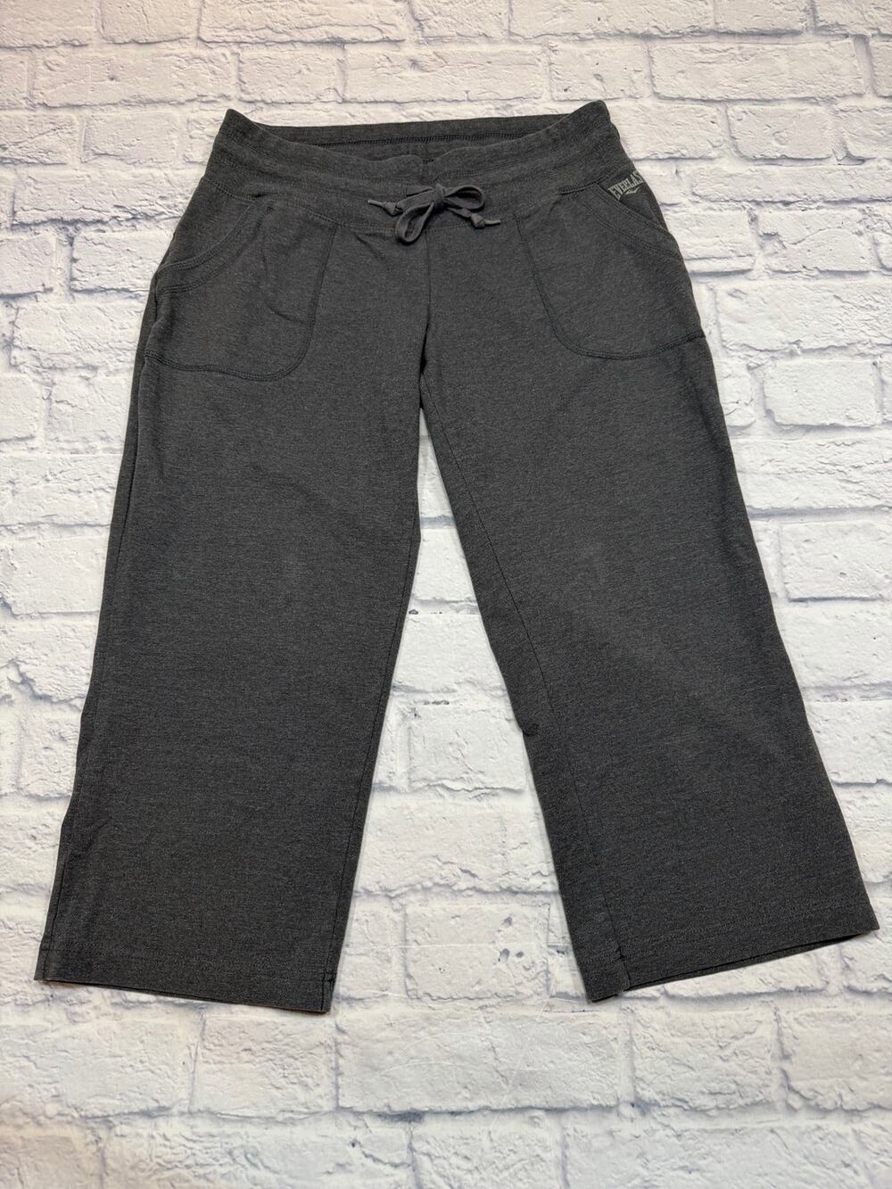 Everlast Cropped stretchy knit Pants Dark Gray Elastic Waist Drawstring Size M